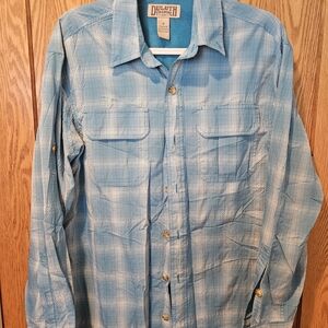 Duluth Trading Co Light Blue Checkered Men's Cooling Shirt